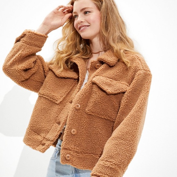 AE Cropped Sherpa Shacket NWOT - Picture 2 of 9